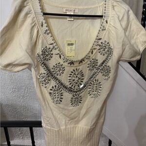 Arden B Ivory Embellished Blouse